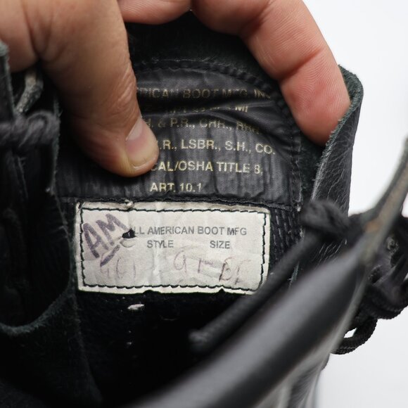 All American Boot MFG Steel Toe Patrol Men 9 EEE Black Leather FireFighter Boot - Picture 3 of 11